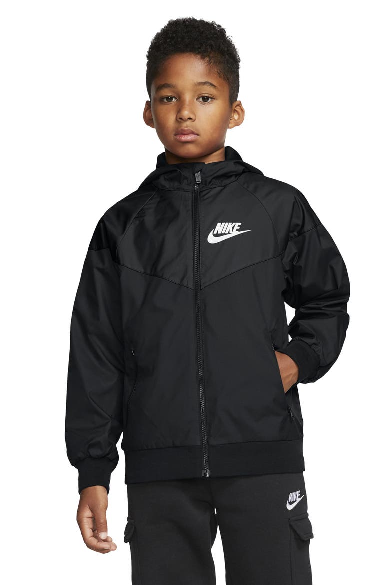 Windrunner Water Resistant Hooded Jacket, Alternate, color, BLACK/ WHITE