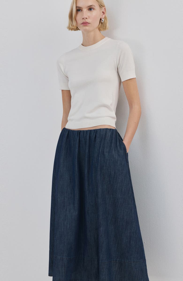 MANGO Denim Midi Skirt, Alternate, color, Open Blue
