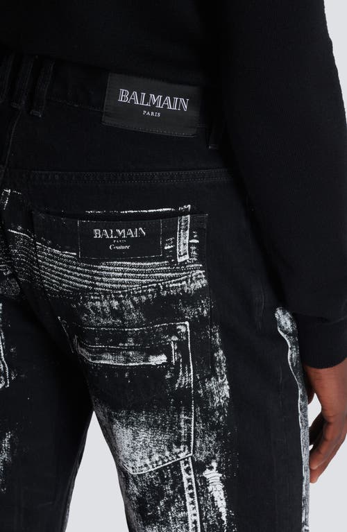 Shop Balmain Trompe L'oeil Denim Pants In Elr Black/grey
