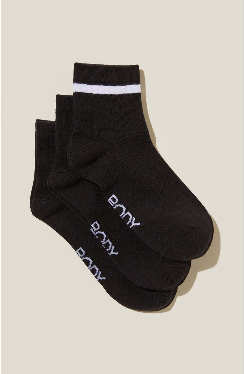 COTTON ON BODY Women's Active Body Mid Crew Socks 3Pk, Alternate, color, Black