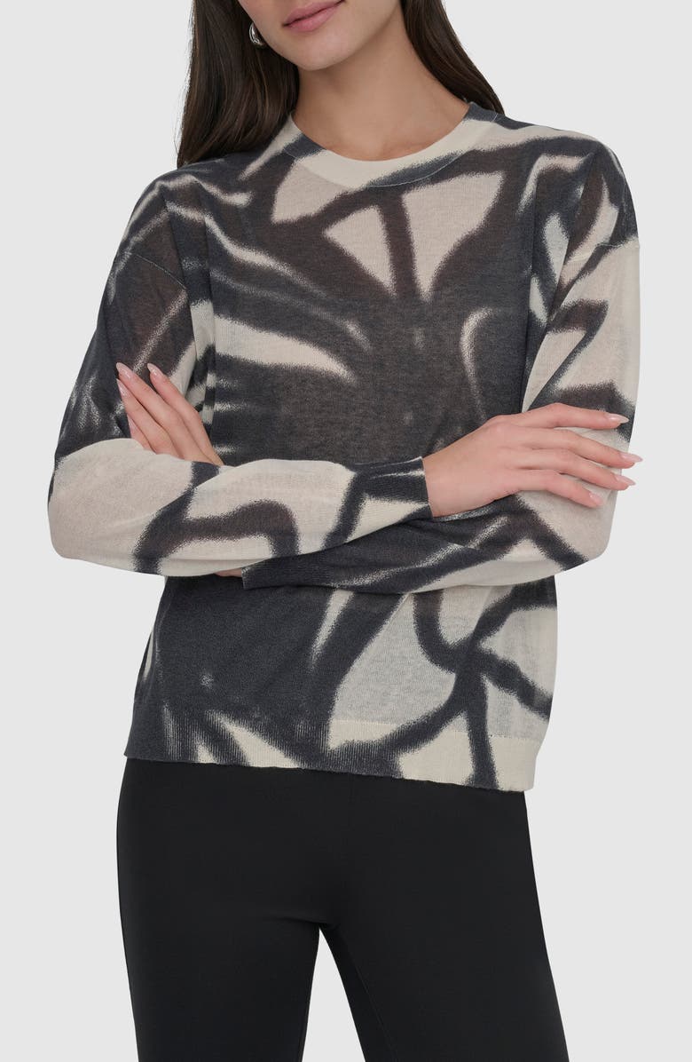 DKNY Abstract Floral Cotton Blend Sweater, Main, color, 