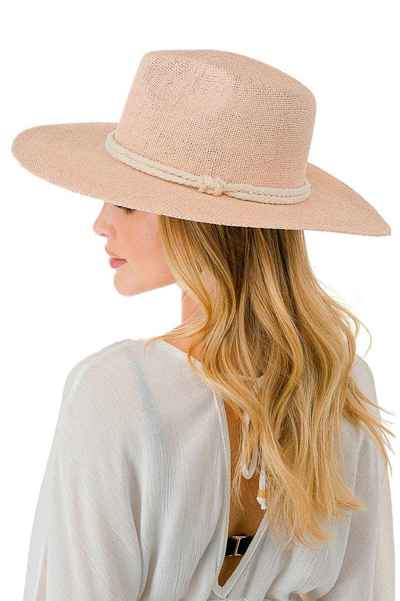 Rope Band Straw Panama Hat, Alternate, color, BLUSH