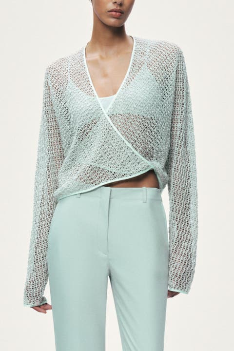 Wrap Mesh Blouse