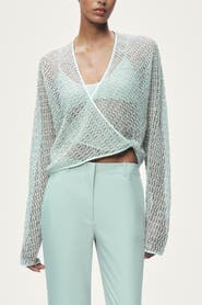 Nocturne Wrap Mesh Blouse
