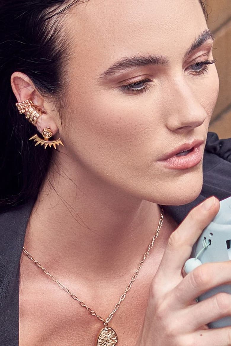 Detachable Ear Jacket Stud Earrings, Alternate, color, Gold