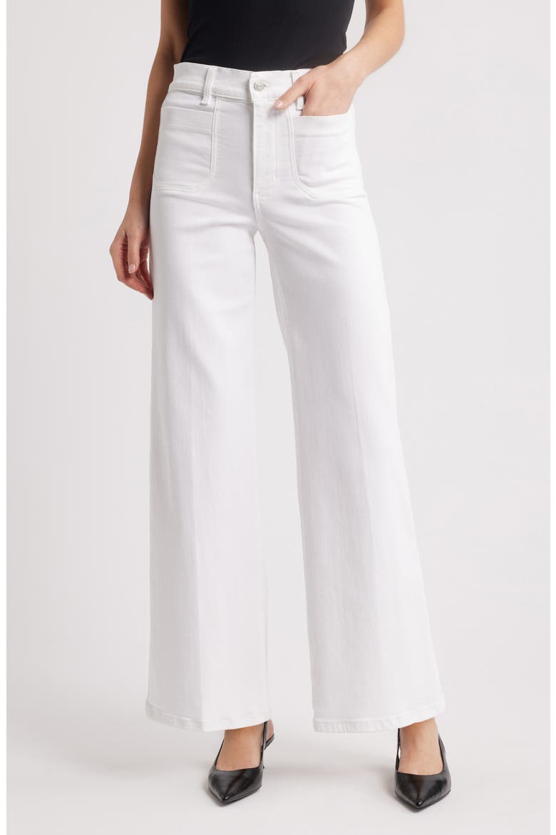 Le Pixie Slim Palazzo Patch Pocket High Waist Wide Leg Jeans, Main, color, WHITE