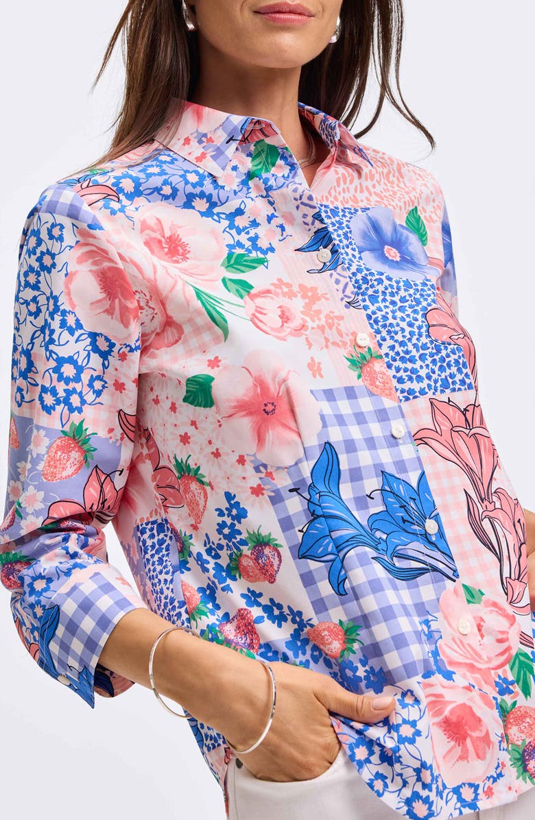 Foxcroft June Mixed Print Cotton Button-Up Shirt, Alternate, color, Multi