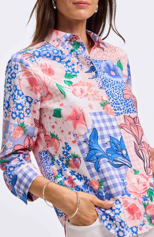 FOXCROFT FOXCROFT JUNE MIXED PRINT COTTON BUTTON-UP SHIRT