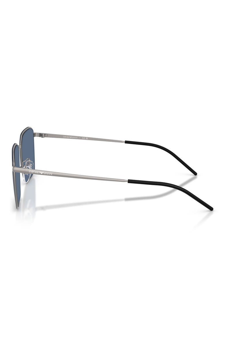 60mm Square Sunglasses, Alternate, color, MATTE GUNMETAL / DARK BLUE
