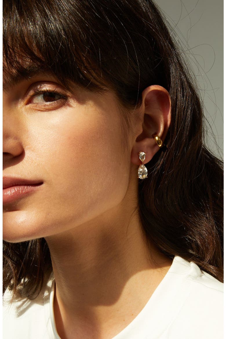 Lab Grown Sapphire Pear Drop Earrings, Alternate, color, Yellow Vermeil