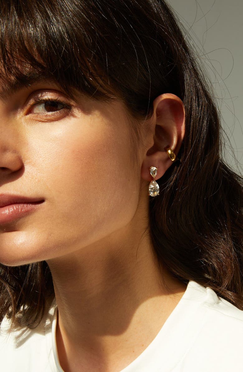 Aurate New York Lab Grown Sapphire Pear Drop Earrings, Alternate, color, Yellow Vermeil