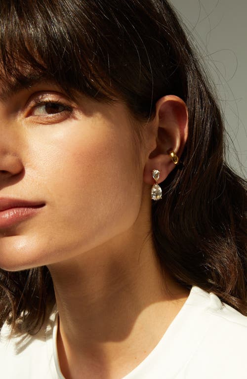 Aurate New York Lab Grown Sapphire Pear Drop Earrings In White