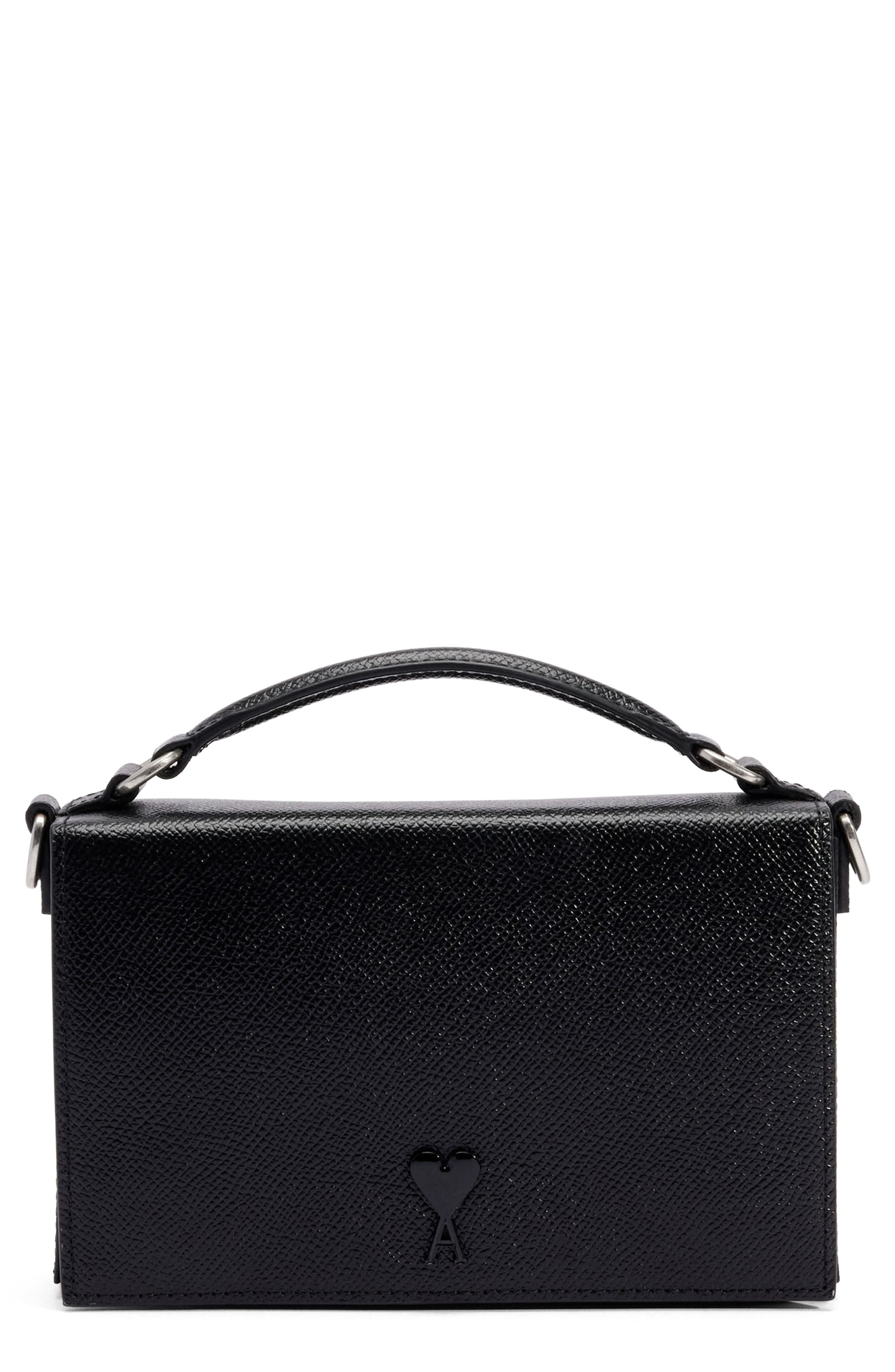 AMI PARIS Ami de Coeur Leather Lunchbox Handbag, Main, color, 