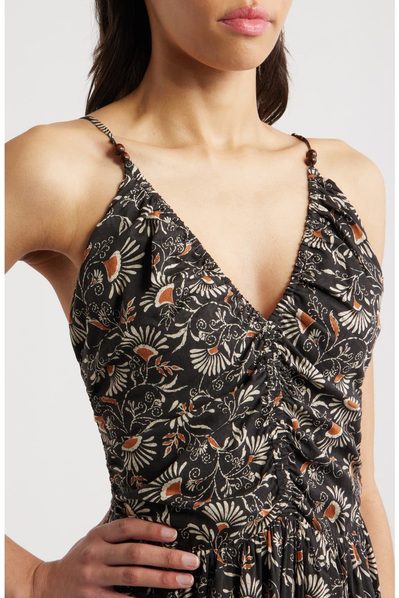 Palm Floral Print A-Line Dress, Alternate, color, CASSIA
