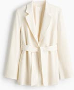 H&M Textured-weave Tie-belt Blazer