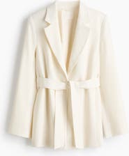 H&M Textured-weave Tie-belt Blazer