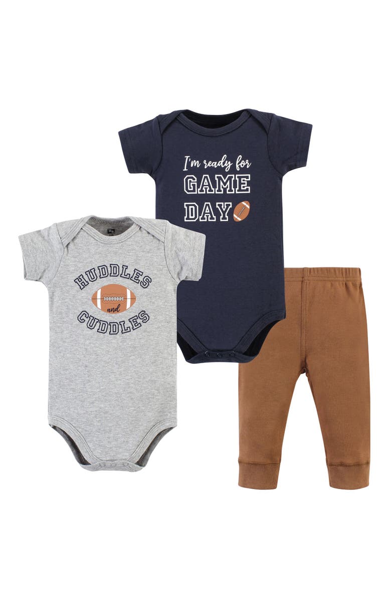 Hudson Baby Infant Cozy Cotton Layette Bundle, Main, color, Football Huddles Short-Sleeve