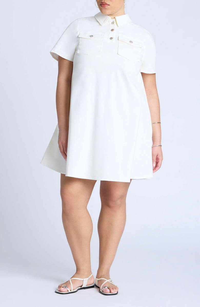 ELOQUII A-Line Denim Minidress, Main, color, 