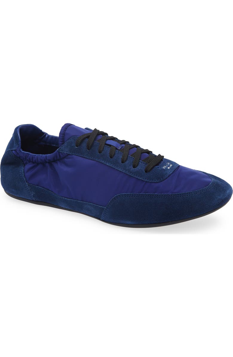 Prada Collapse Mixed Media Low Top Sneaker, Main, color, Bluette