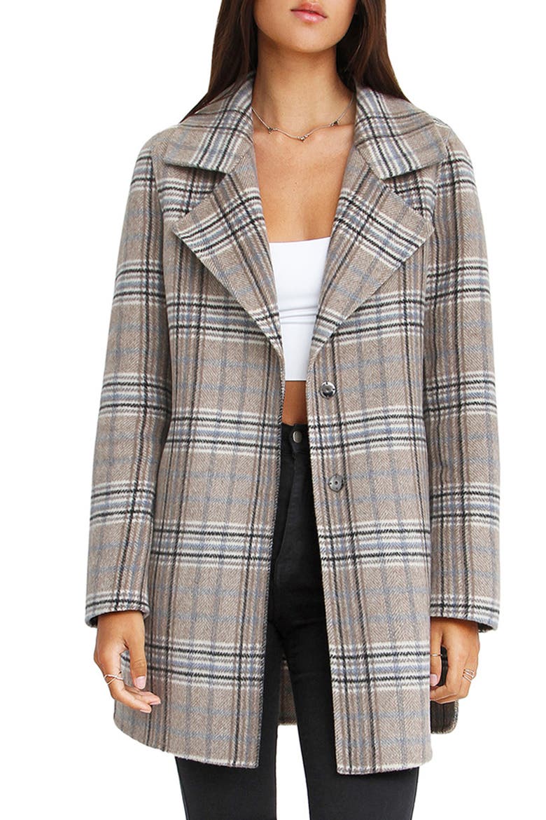Ex-Boyfriend Plaid Wool Blend Coat, Alternate, color, EX-BF PLAID OAT