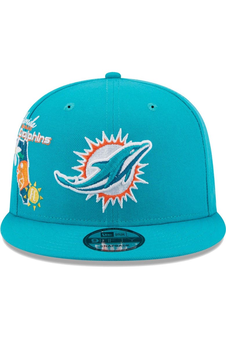 New Era Men's New Era Aqua Miami Dolphins Icon 9FIFTY Snapback Hat (Men ...