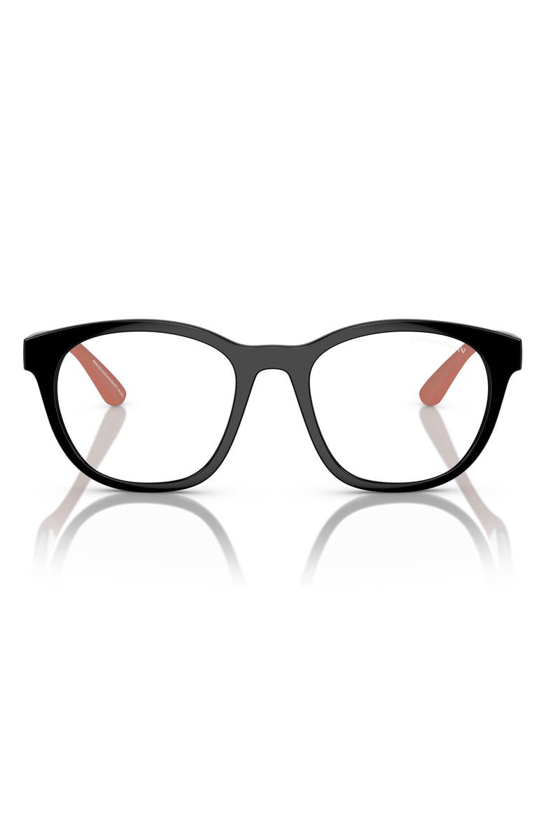 Emporio Armani 47mm Phantos Optical Glasses, Main, color, Shiny Black / Clear