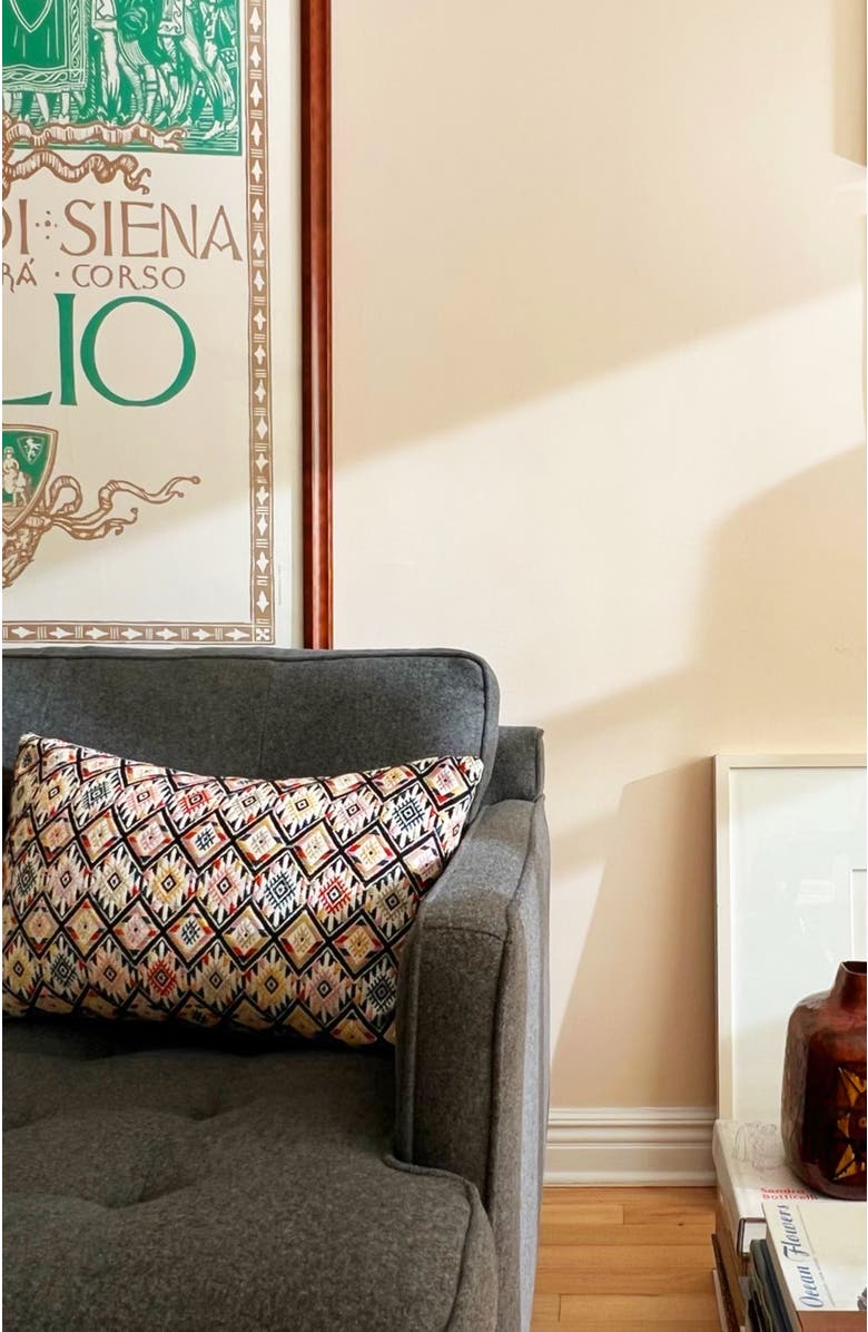 Archive New York Nahuala Classic Yellow Handwoven Cotton Brocade Throw Pillow, Alternate, color, Multicolored