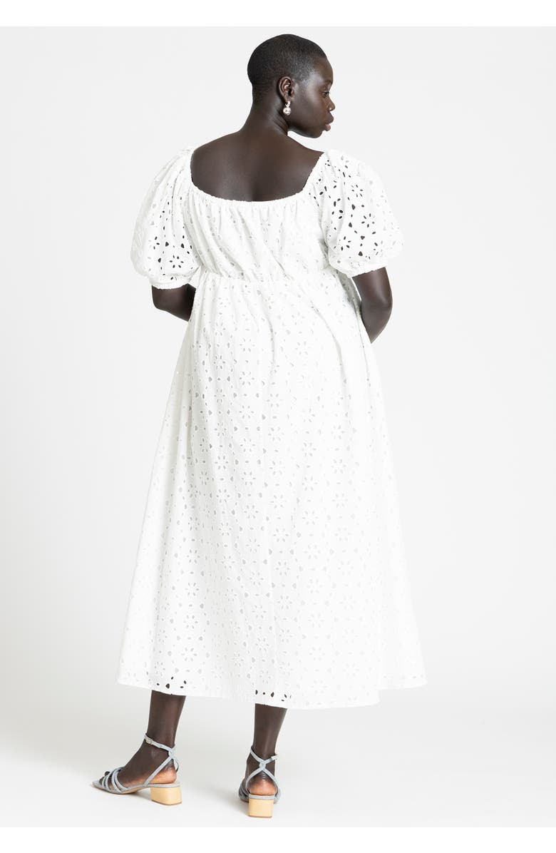 ELOQUII Eyelet Tie Front Maxi Dress, Alternate, color, Soft White