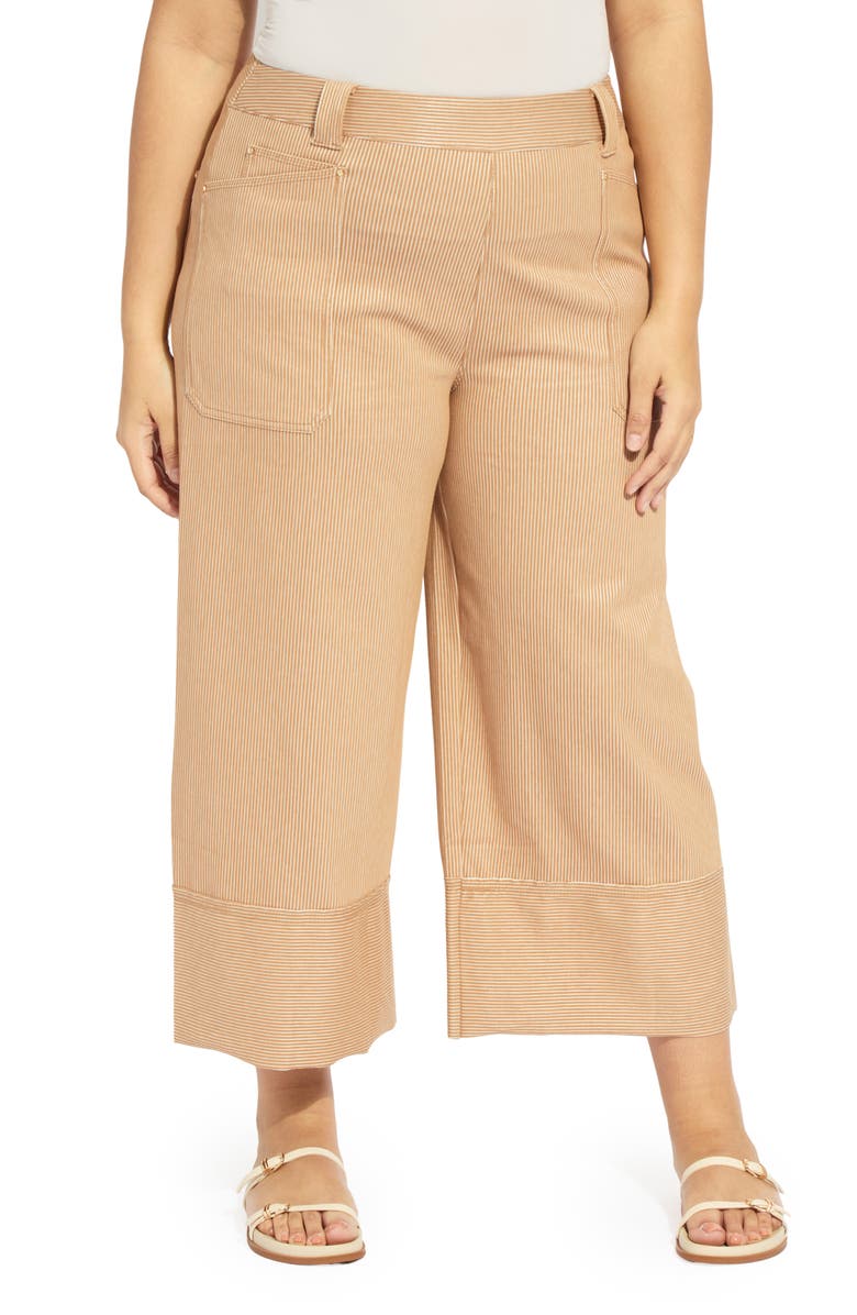 Lysse Analia Striped Wide Leg Jeans, Main, color, Cinnamon Sheen Line