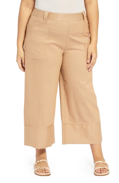 Analia Striped Wide Leg Jeans (Plus)