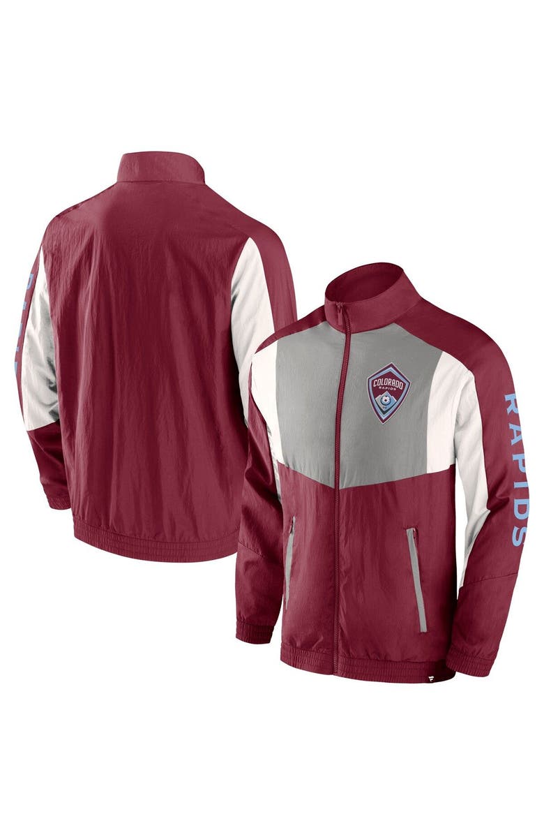 FANATICS Men's Fanatics Branded Burgundy Colorado Rapids Net Goal Raglan Full-Zip Track Jacket, Main, color, Burgundy