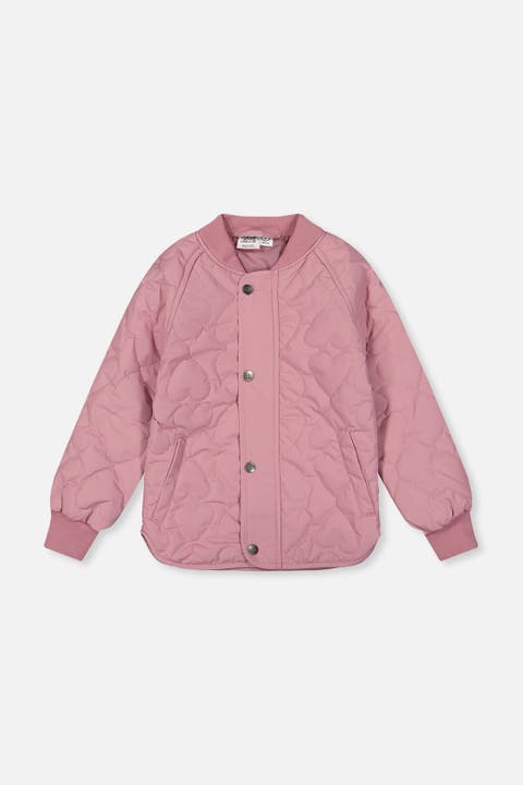 Heart Quilted Raglan Sleeve Zip Pocket Jacket (Toddler, Little Kid & Big Kid)