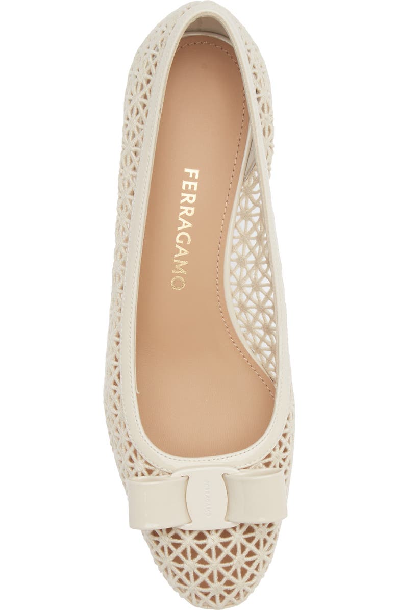 FERRAGAMO Macramé Vara Bow Pump, Alternate, color, Mascarpone Biscotto Mascarpone