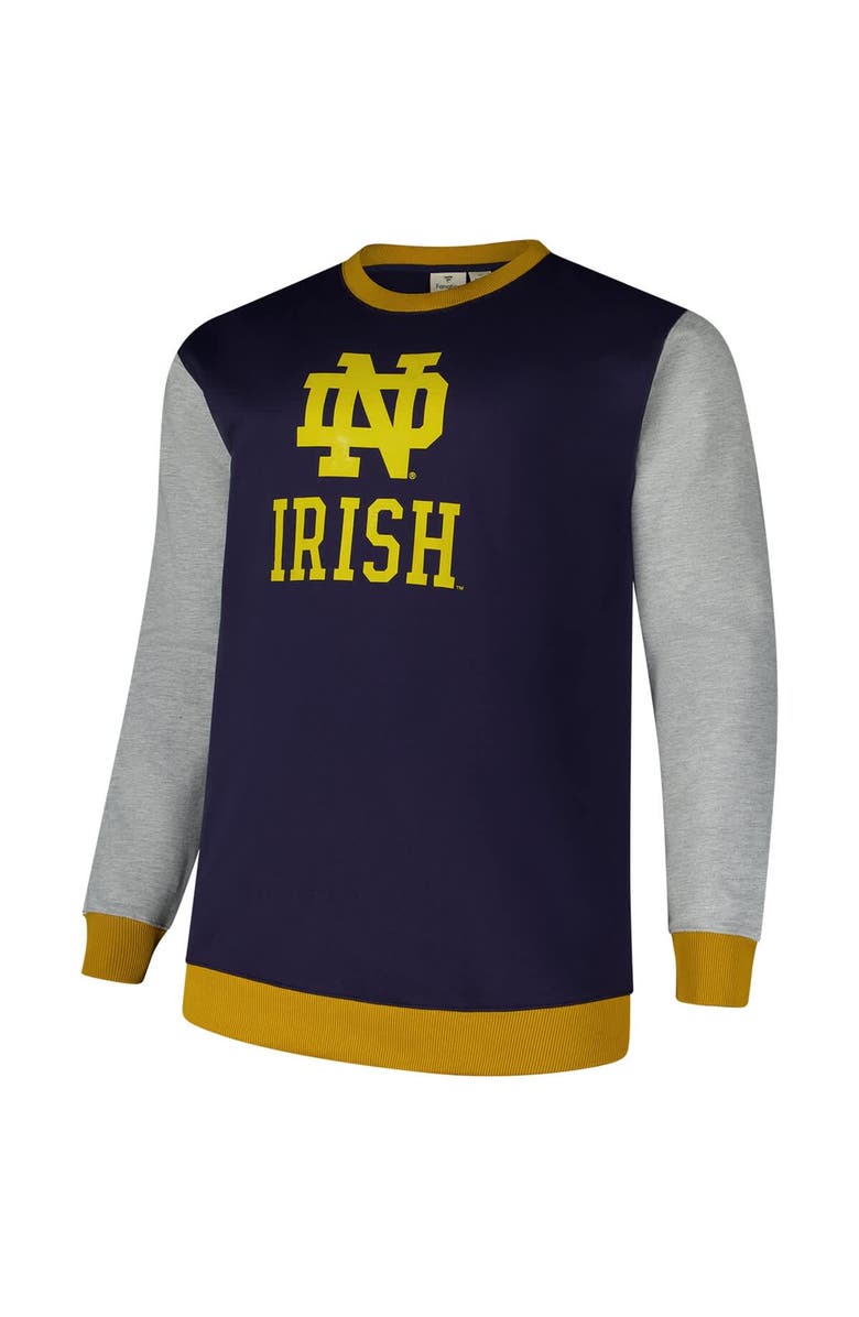 FANATICS Men's Fanatics  Navy Notre Dame Fighting Irish Contrast Sleeve Large Chest Big & Tall Pullover Sweatshirt, Alternate, color, 