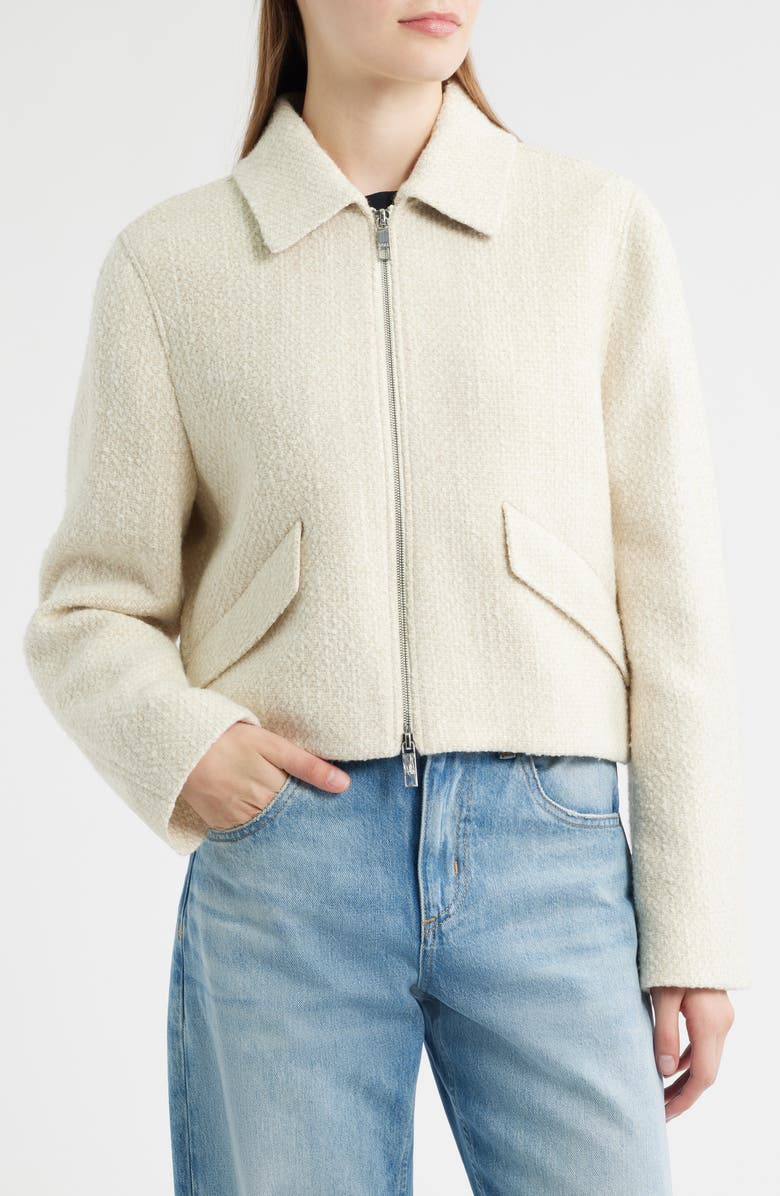 BOSS Cafiore Textured Wool Blend Jacket, Alternate, color, Soft Cream