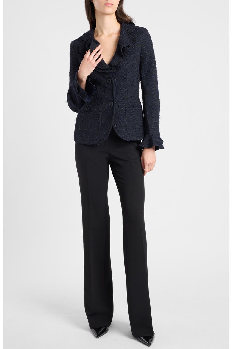 Celeste Ruffle Jacket in Luxury Tonal Tweed, Alternate, color, Midnight
