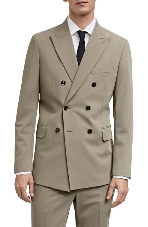 Mango Slim Fit Double Breasted Suit Jacket In Beige