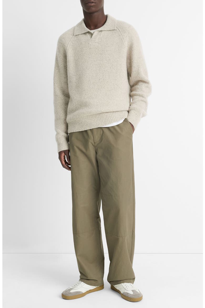 Cashmere Donegal Johnny Collar Sweater, Alternate, color, CAHUENGA KHAKI