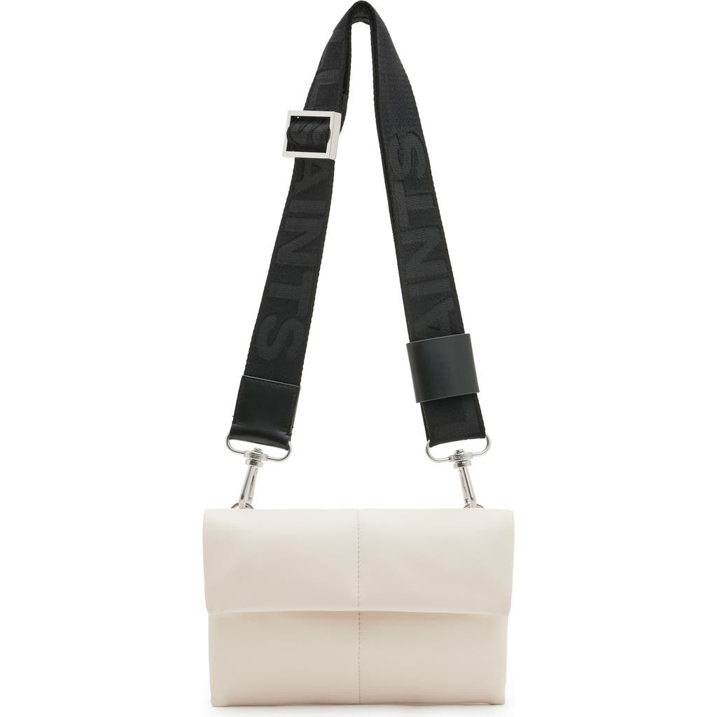 Allsaints Ezra Logo Strap Leather Crossbody Bag In White