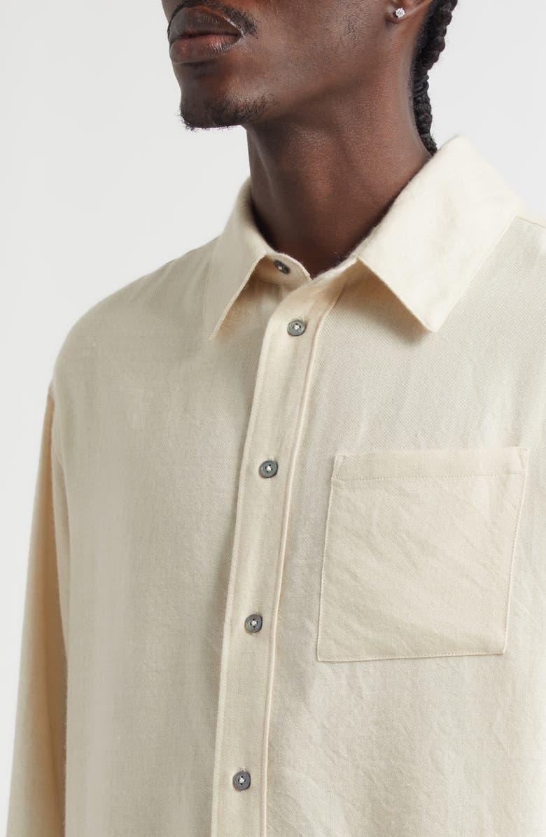 The Elder Statesman Pashimina Wool & Cashmere Button-Up Shirt, Alternate, color, Moth