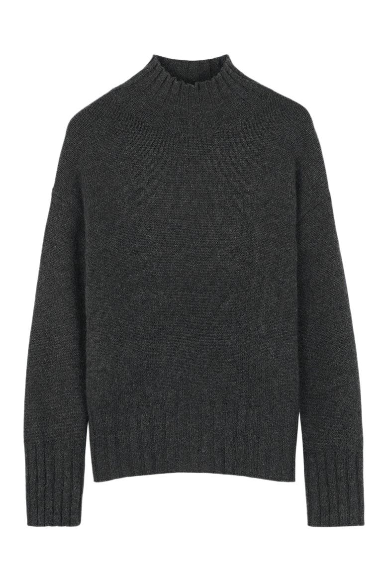 Relaxed-Fit Cashmere Turtleneck, Alternate, color, charcoal