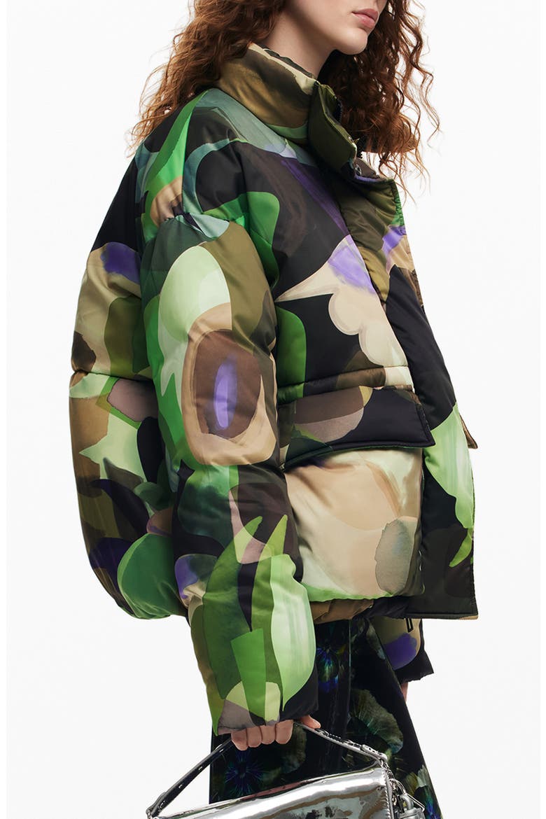 Lacroiz Aalborg Abstract Print Puffer Jacket, Alternate, color, GREEN