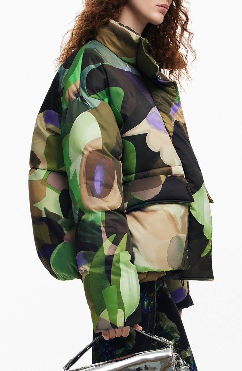 Desigual Lacroiz Aalborg Abstract Print Puffer Jacket, Alternate, color,
