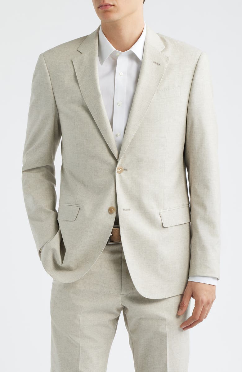 Emporio Armani Tan Mélange Wool & Cotton Blend Suit, Alternate, color, Solid Medium Beige