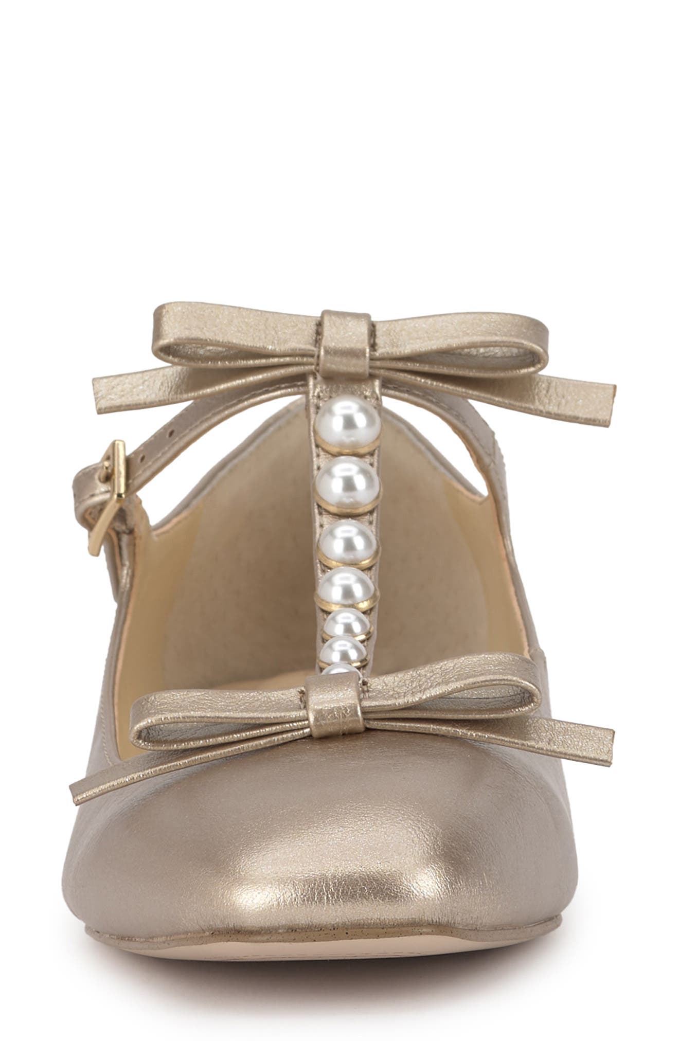 Jessica Simpson Jolliya T-Strap Flat, Alternate, color, Gold