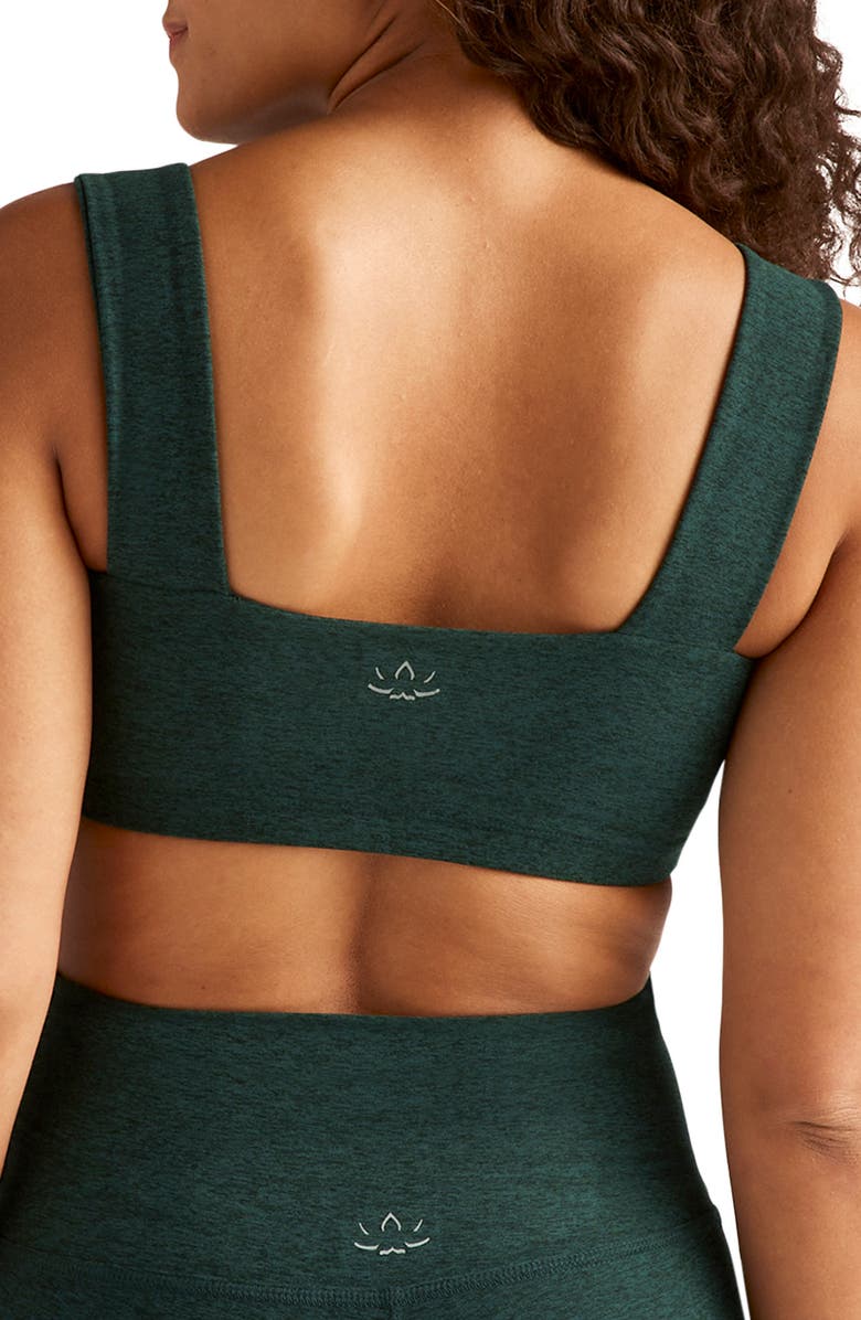 Beyond Yoga Spacedye Square Neck Sports Bra, Alternate, color, Midnight Green Heather