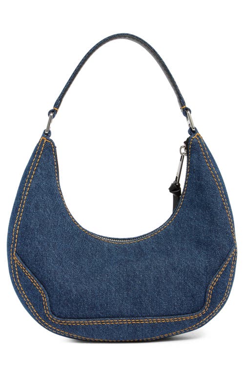 MARC JACOBS MARC JACOBS DENIM CRUISER SMALL CRESCENT SHOULDER BAG