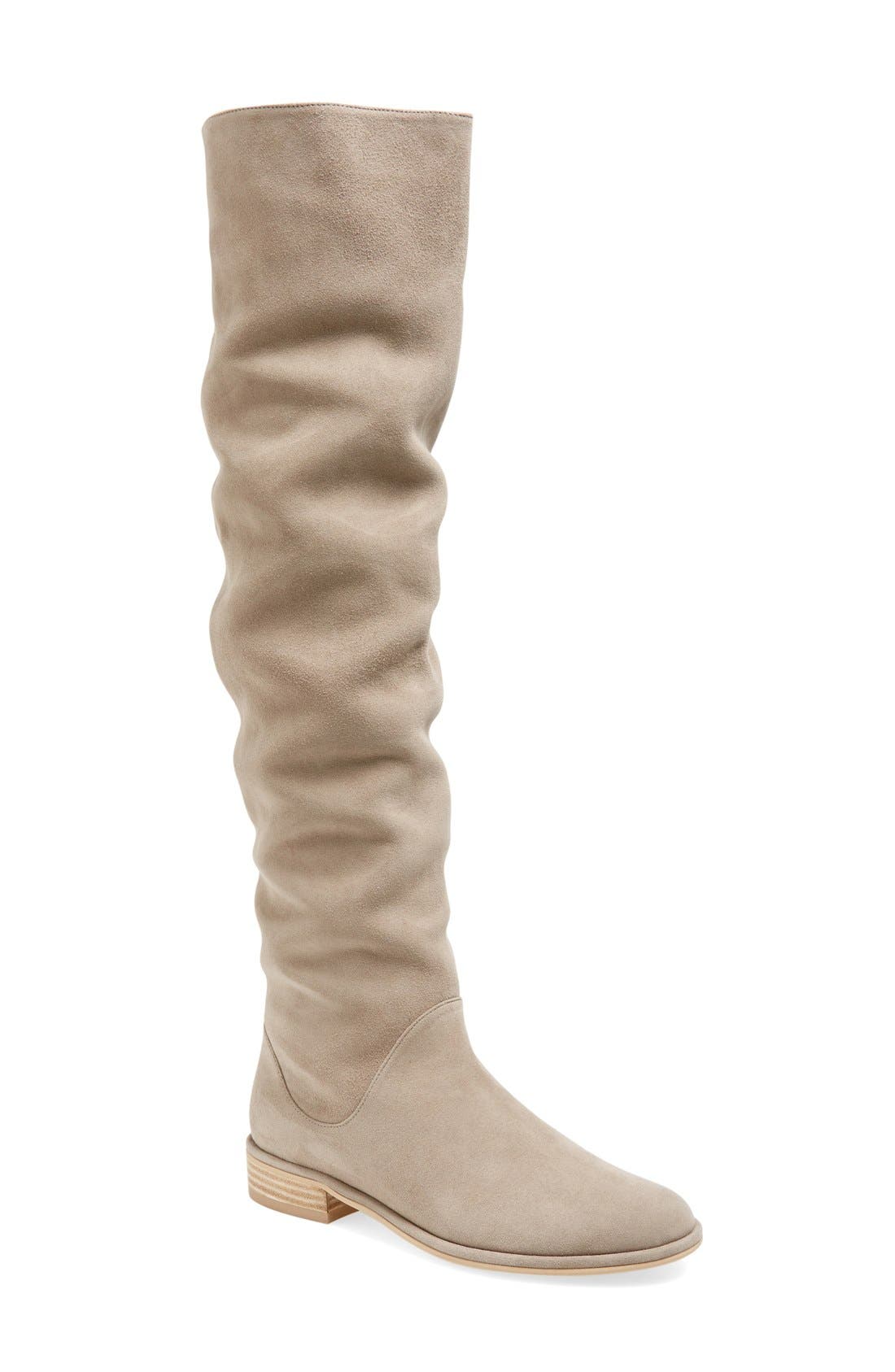 'Rockerchic' Tall Suede Boot, Main, color, FOSSIL SUEDE