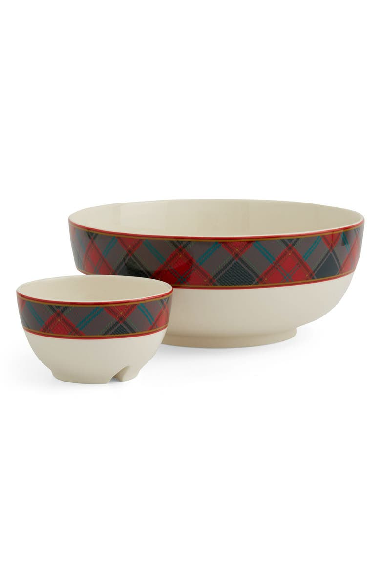 Spode Tartan 2-Tier Chip & Dip Server, Main, color, 