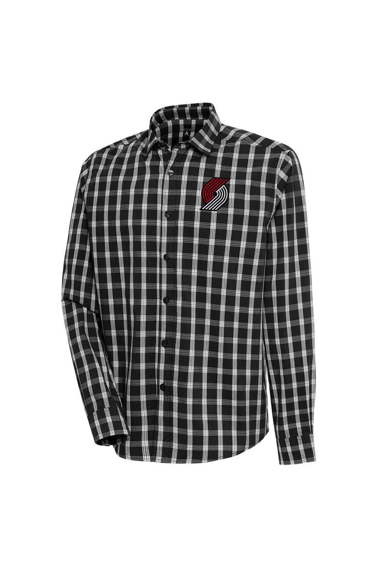 Men's Antigua  Black Portland Trail Blazers Carry Long Sleeve Button-Up Shirt, Alternate, color, Black